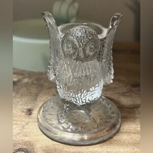 Vtg Westmoreland Clear Glass Owl Toothpick Holder